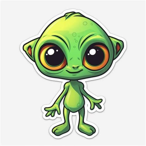 Premium Ai Image A Sticker Of A Green Alien With Big Eyes And A Big