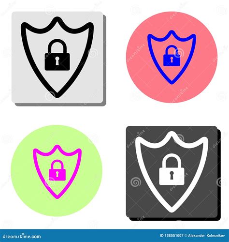 Security Shield With Lock Flat Vector Icon Stock Vector Illustration Of Enter Computer