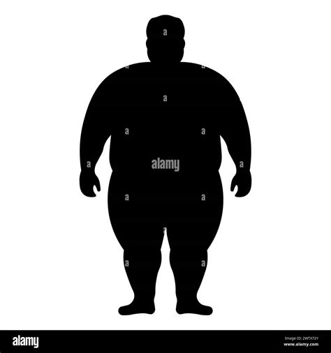 Black Vector Fat Man Silhouette White Background Stock Vector Image