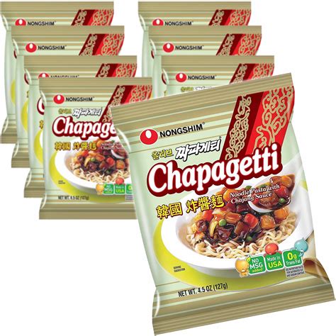 Nongshim Chapagetti Chewy Korean Ramen Noodles In Black Bean Sauce 8