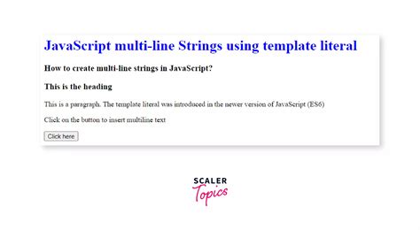 Multi Line String In JavaScript Scaler Topics