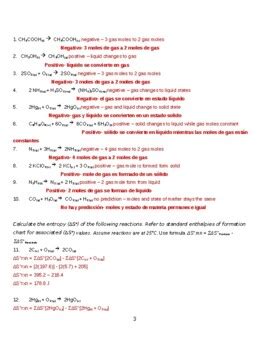 Entropy Practice Esl Spanish Version By Schrim S Chem Tpt