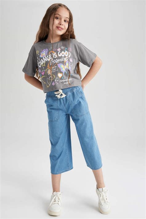 Blue Girls And Teens Girl Culotte Wide Leg Jeans 2752695 Defacto