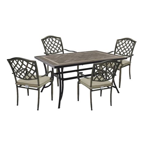 Casainc 5 Piece Patio Dining Set With Rectangular Ceramic Tile Top