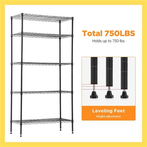 5 Tier Layer Wire Metal Shelving Unit with Wheels — BestOffice