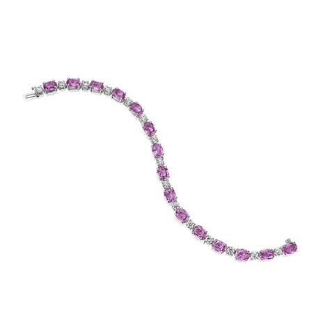 Ct Oval Pink Sapphire Round Diamond Bracelet Ses Creations