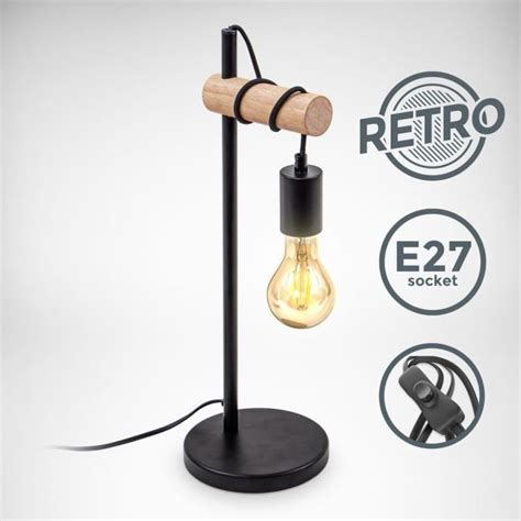 B K Licht Lampe De Chevet Design R Tro Industriel Bois M Tal