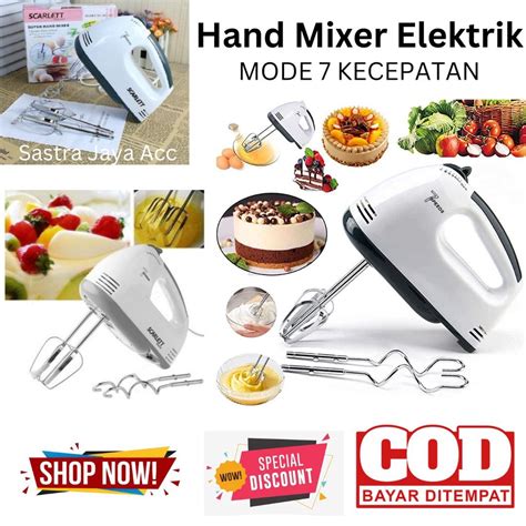 Jual Hand Mixer Elektrik Scarlett Kecepatan Kocokkan Telur Speed