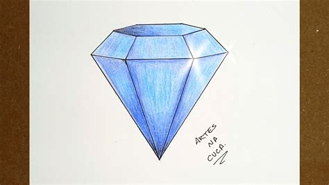 COMO DESENHAR UM DIAMANTE PASSO A PASSO HOW TO DRAW A DIAMOND STEP BY