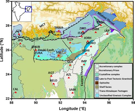 Seismotectonic Map Of Northeast India Modified After Bhukosh Gsi