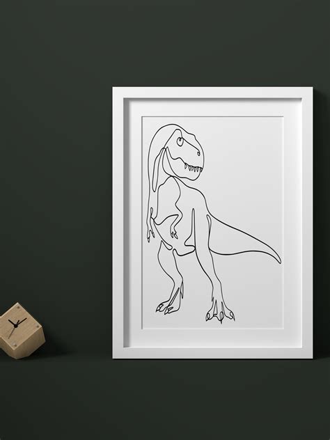 T-rex One Line Art, T-rex Single Line Art, Dinosaur Digital Wall Art ...