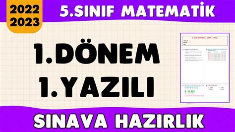 5 Sınıf Matematik 1 Dönem 1 Yazılı Sınavı Soru Çözümü 2022 2023 YouTube