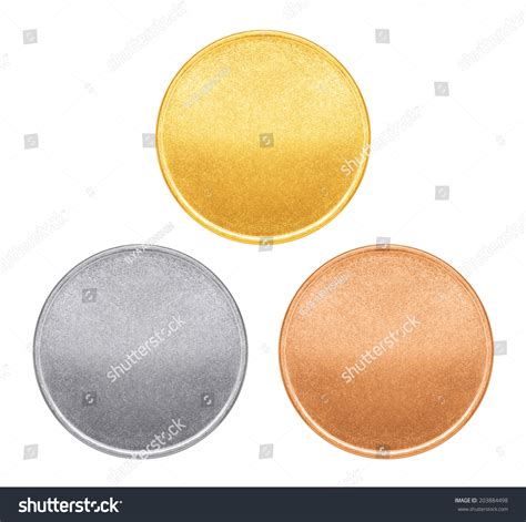 Blank Templates For Coins Or Medals With Metal Texture Stock Photo