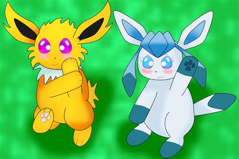 Chibi Jolteon And Glaceon By Widwanwartortle On Deviantart