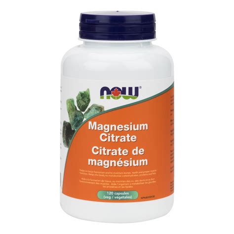 Magnesium Citrate Veg Capsules Now Foods Canada