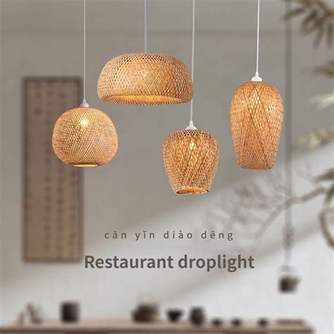 VIMI Lustre Rustico Pendente Bambu Luminária Pendente Teto Cozinha