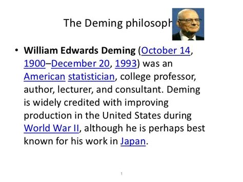 The deming philosophy