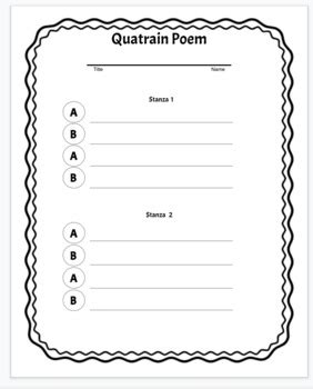 Quatrain Poem Template by London Chambers | TPT