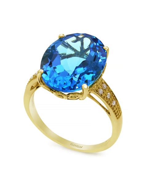 Effy 14k Yellow Gold Blue Topaz And Diamond Ring In Blue Lyst