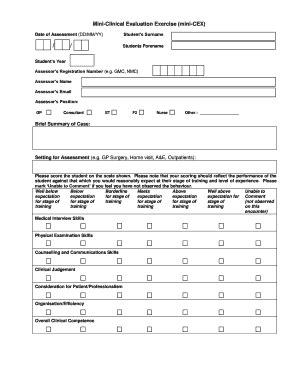 Fillable Online Fillable Online Kcl Ac Mini Cex Form Kcl Ac Fax Email