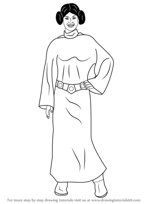 Learn How To Draw Princess Leia From Star Wars Star Wars Step By Step