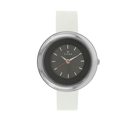 Buy Titan Black Dial White Leather Strap Watch Online