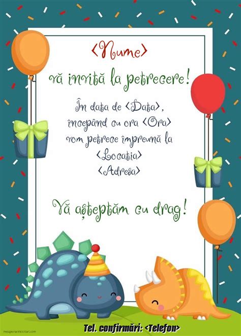 Invita Ie La Petrecere Cu Dinozauri Personalizare Invitatii La Zi De