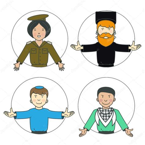 Vector set of characters. Different people icons of Israel. Stock ...