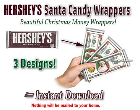 3 Printable Hersheys Christmas Santa Candy Bar Wrappers Etsy Ireland