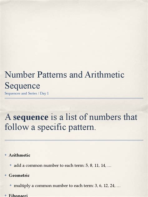 arithmetic sequence patterns guide