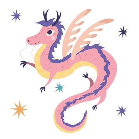 Cute pink Chinese dragon. Vector illustration, children's 41335989 ...