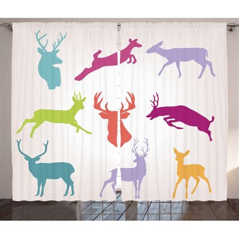 East Urban Home Rustikaler Vorhang Bunte Springen Tiere Hirsch Teal