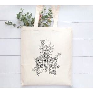 Floral Skeleton Tote Bag Floral Anatomy Tote Human Biology Bag