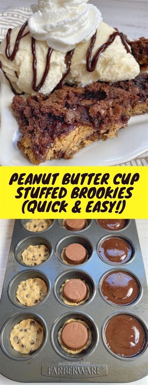 Peanut Butter Cup Stuffed Brookies Quick And Easy Lets Cooking