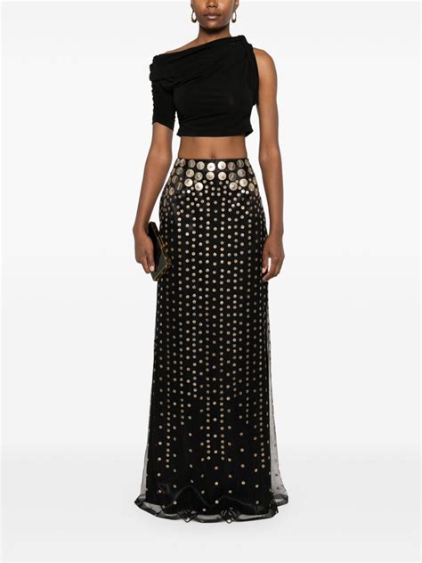 Alberta Ferretti Stud Embellished Maxi Skirt Black FARFETCH