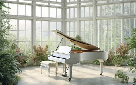 Premium AI Image | A beautiful white grand piano in the room with plants