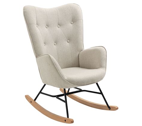 Fauteuil Bascule Rocking Chair Scandinave En Tissu Avec Pieds En E