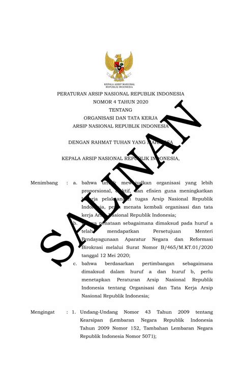 PDF PERATURAN ARSIP NASIONAL REPUBLIK INDONESIA DENGAN DOKUMEN TIPS