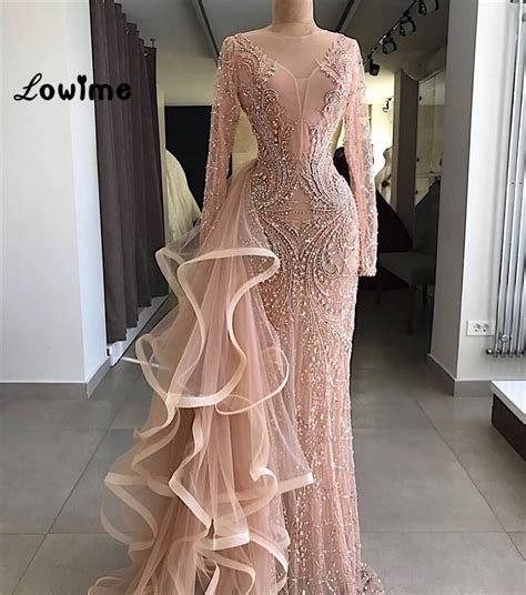 Couture Mermaid Formal Evening Dresses With Long Sleeves Handmade