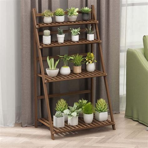 Arlmont Co 37 8H Bamboo Plant Stand Flower Rack Utility Display