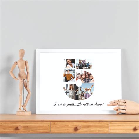 Tablou Personalizat Din Lemn Cadou Aniversare 5 Ani A3 30 X 42 Cm