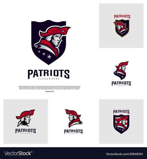 Set of patriots logo design head Royalty Free Vector Image