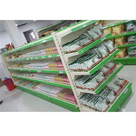 Free Standing Unit Mild Steel Super Market Center Display Rack For