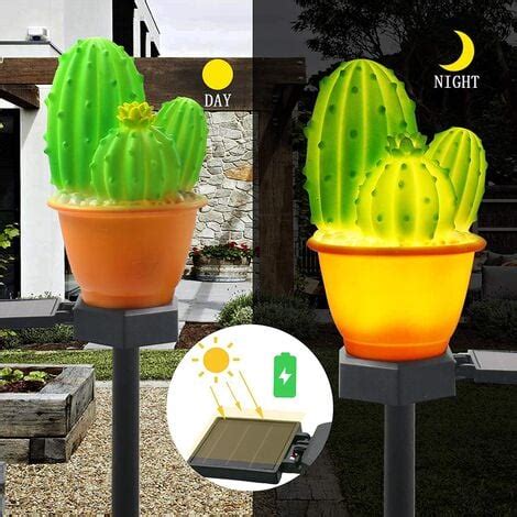 Lampes Solaires Décoratives de Jardin Paquet de 2 Cactus Ananas