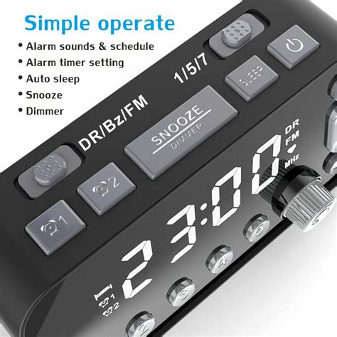 Dab Fm Radio Clock Alarm Led Digital Sleep Bedside Dual Timer Large Size Display Six Coins