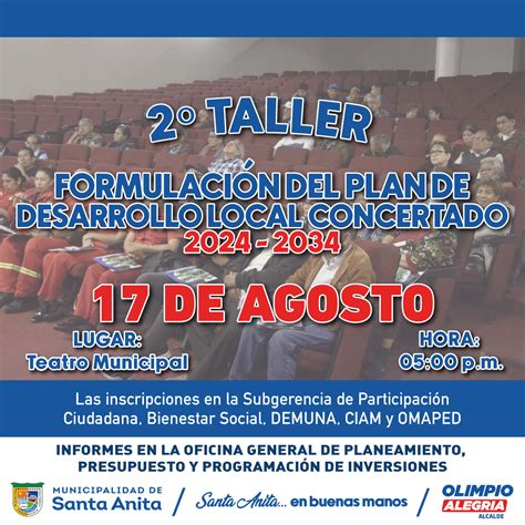 2º Taller Formulación Del Plan De Desarrollo Local Concertado 2024 2034