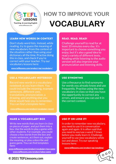 Tips For Improving Vocabulary Tefl Lessons Esl