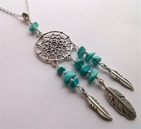 Turquoise Dreamcatcher Necklace Dream Catcher Necklace