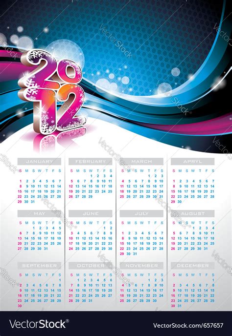 Calendar design 2012 on blue background Royalty Free Vector