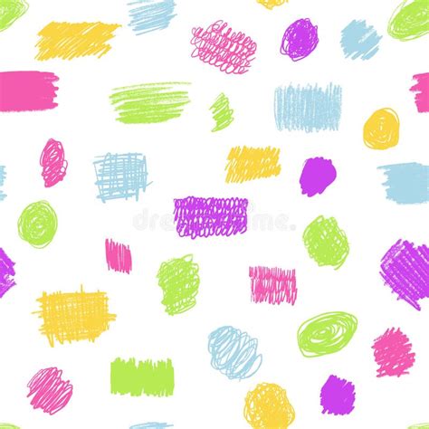 Scribbles Seamless Pattern Hand Drawn Colorful Pencil Curly Lines